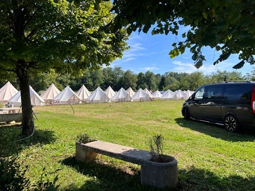 glamping tents at the Monza F1 grand prix