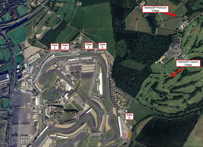 Map of intentsGP campsite locations for the British F1 Grand Prix at Silverstone