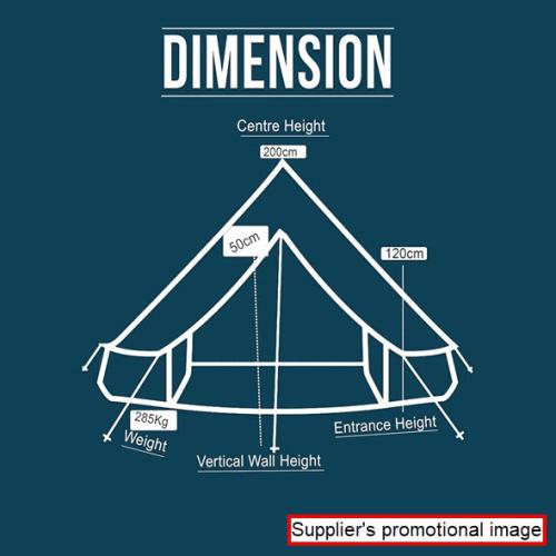 scale drawing of one person glamping tent