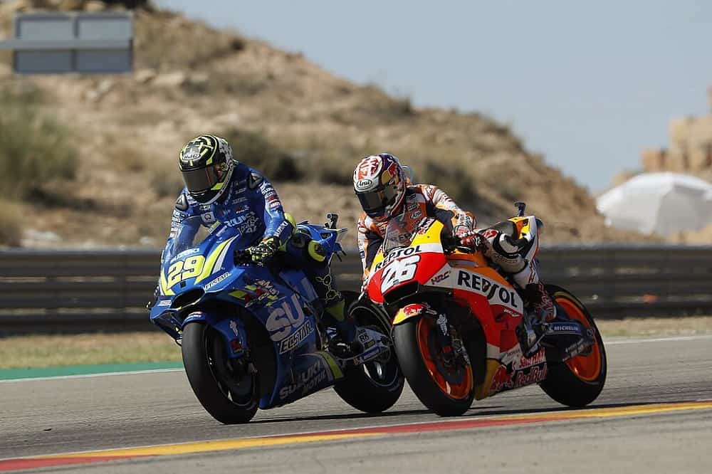 Andrea Iannone (29) and Dani Pedrosa 2018 Aragon.