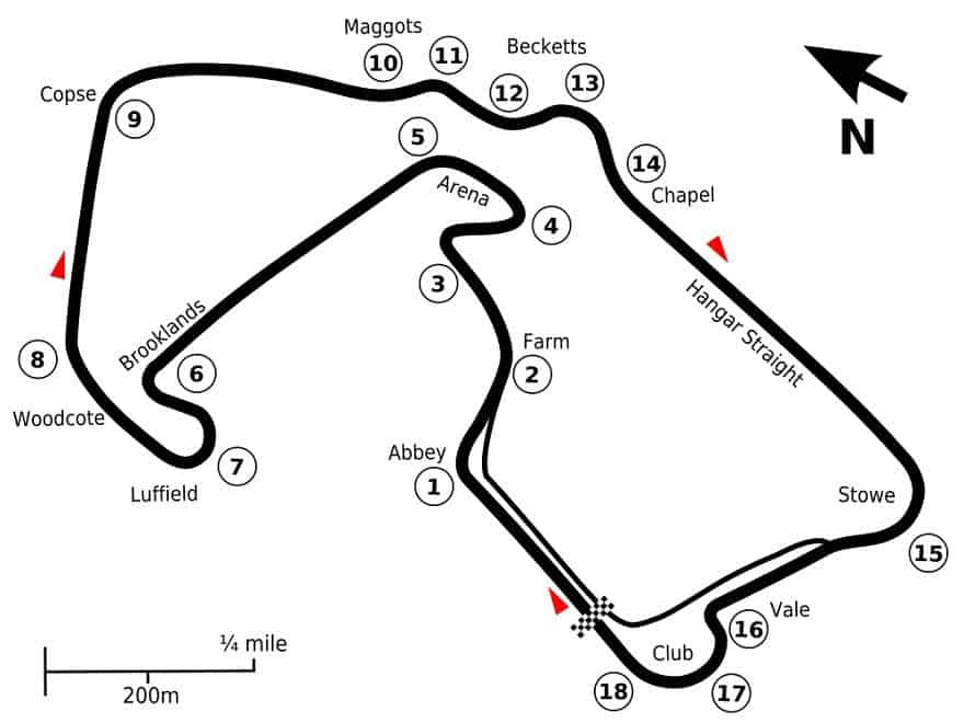 Silverstone F1 Circuit map