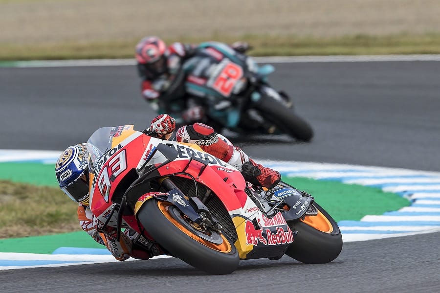 Marquez with Quartararo in pursuit at Motegi 2019