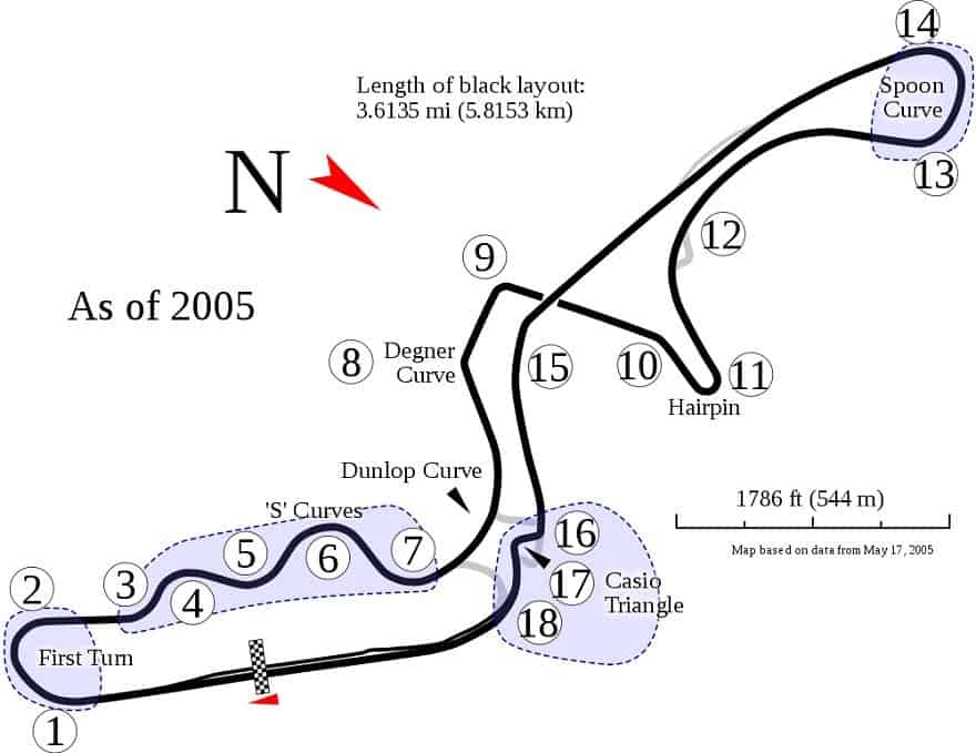 Suzuka F1 circuit map