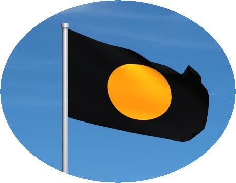 black flag with orange disc motogp