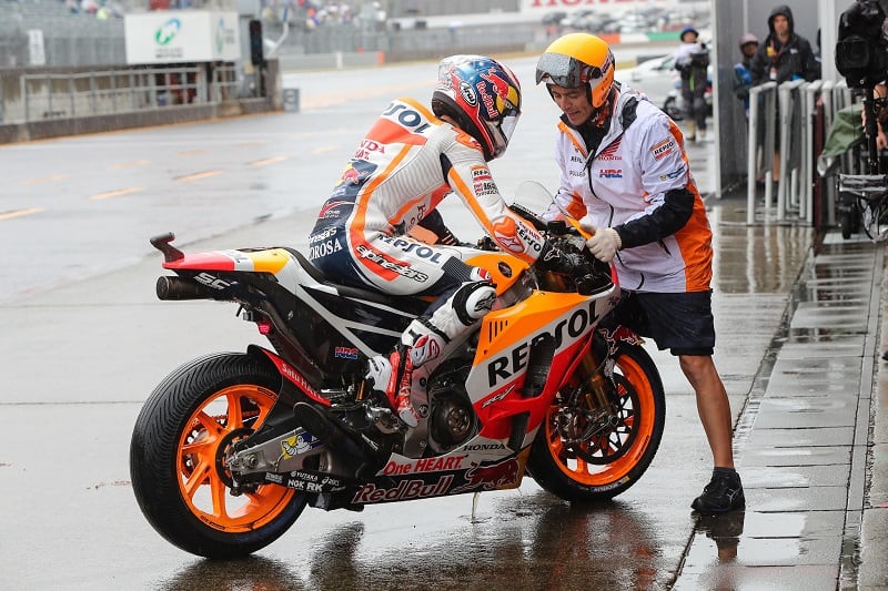 Dani Pedrosa at the 2017 Japanese MotoGP wet race