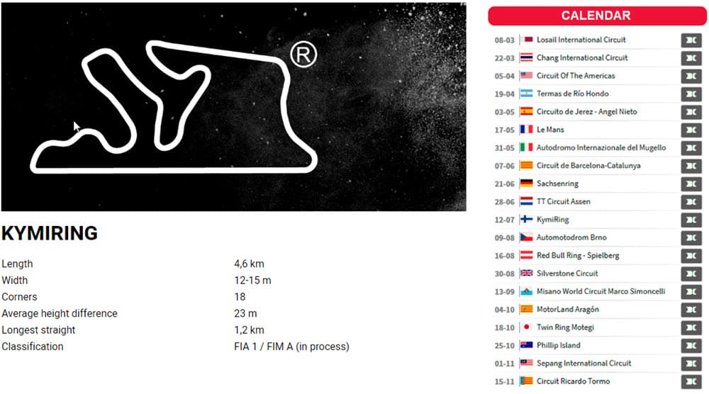 kymiring circuit layout and calendar