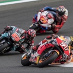 Fabio Quartararo pursuing Marc Marquez at the 2019 Valencian MotoGP