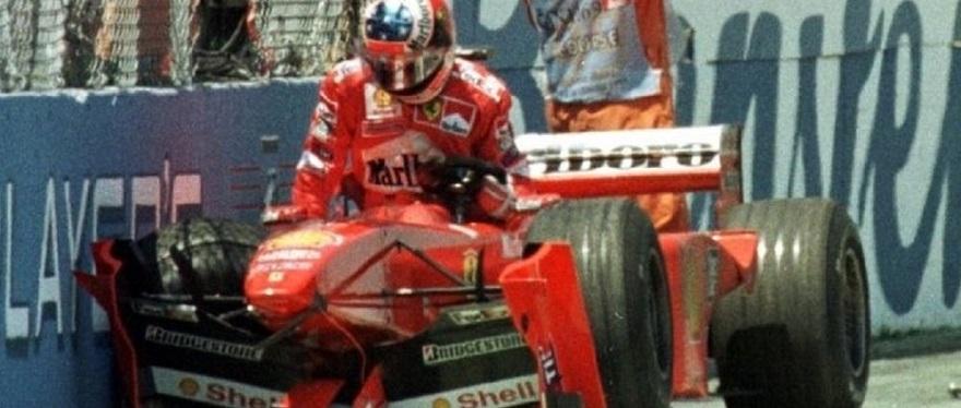 Michael Schumacher meeting the wall of champions in 1999