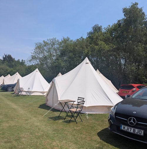 paula mckinley's glamping tent with intentsgp at the 2026 british f1 grand prix