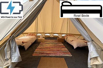 safari tent with real beds and power