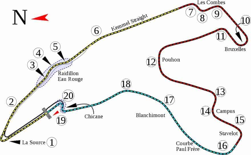 Spa F1 circuit map