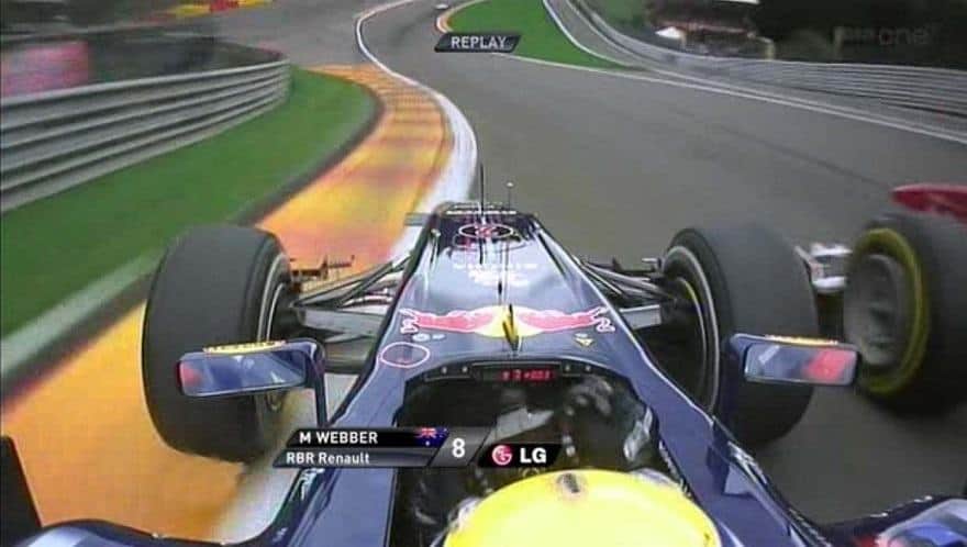 Webber overtake of Alonso 2011 Belgian GP