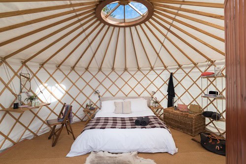 Glamping yurt interior